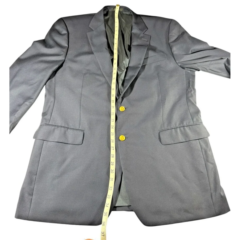 Lauren Ralph Lauren Men 44L Navy Wool Blazer Gold Buttons Classic Nautical Sport
